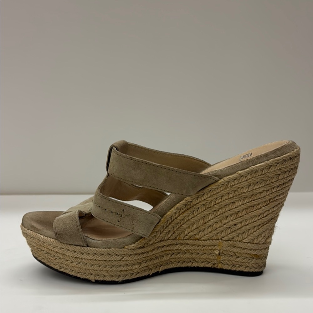 UGG Tan Suede Espadrille Wedge Sandals - Picture 4 of 11